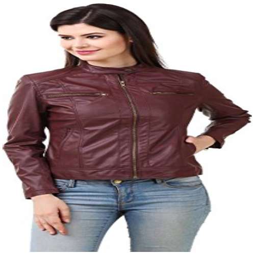 ladies maroon leather jacket